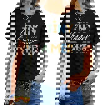 Preschool Teacher Tiny Human Tamer Cute Kindergarten Women Women T-shirt - Thegiftio