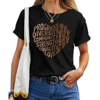 Progress Diversity Equity Black History Melanin Girls Women T-shirt - Thegiftio UK