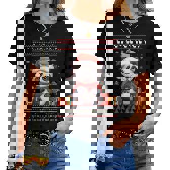 Pull De Noël Moche Avec Bonnet De Père Noël Panda Manche Longue T-shirt femme - Cadeauxyz