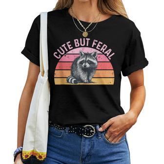 Raccoon Cute But Feral Retro Vintage For Girls Women Women T-shirt - Thegiftio UK