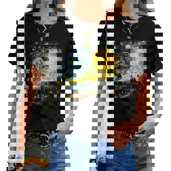 Rana Noche Estrellada Divertido Ranaan Gogh Arte Estético Meme In Mangas Camiseta de mujer - Regaloses