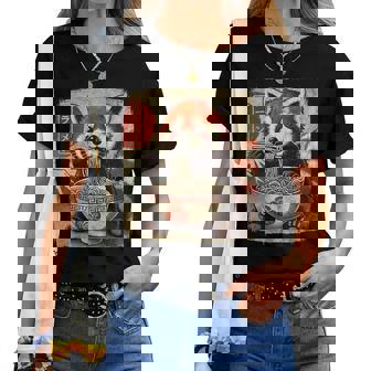 Red Panda Ramen Bowl Japanese Anime Kawaii Food Graphic Women T-shirt | Mazezy