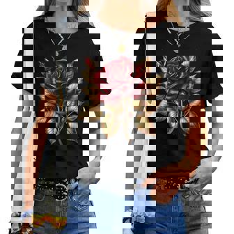 Red Roses Flower Of Cute Red Roses Flower Gardening Women T-shirt | Mazezy