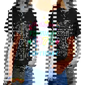Reinas Nacen En Febrero De 1979 Feliz Cumpleaños Para Mí Fiesta In Mangas Camiseta de mujer - Regaloses