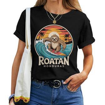Roatan Sloth Roatan Honduras Sloth Surfing Roatan Women T-shirt - Thegiftio