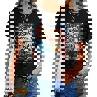 Rosie The Riveter Féministe Patriotique Drapeau Usa Pin Up Manche Longue T-shirt femme - Cadeauxyz