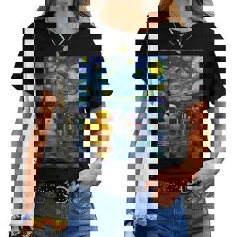 Rubber Duck Duckie Ducky Van Gogh Style Starry Night Women T-shirt | Mazezy