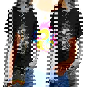 Rubber Duck Punk Rock Watercolor Rubber Duckling Duck Lover Women T-shirt | Mazezy