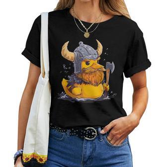 Rubber Duck Viking Duck Rubber Duckling Viking Helmet Women T-shirt - Thegiftio UK