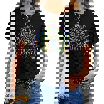 School Nurse Rainbow With Little Hands School Nurse Women T-shirt - Thegiftio