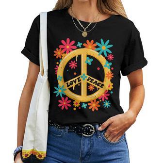 Segno Della Pace Hippie Anni '60 Anni '70 Floreale Estetico Groovyecchio Hippy Maglietta da donna - Novitaregali