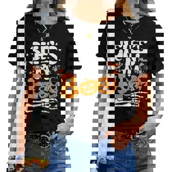 She's My Boo Pumpkin Matching Couple Halloween Women Women T-shirt | Mazezy