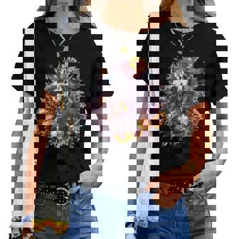 Singe Lémurien Endormi Animal Endormi Amateur De Lémurien Floral T-shirt femme - Cadeauxyz