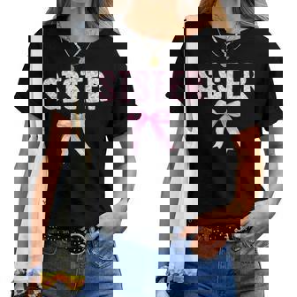 Sister Birthday Squad Matching Coquette Bow Family Party Women T-shirt - Thegiftio