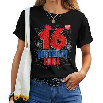 Spider Web Sixn 16 Years Old It's My 16Th Birthday Girl Women T-shirt - Thegiftio UK