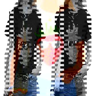 Strawberry With Sunglasses Strawberry Girl Women T-shirt - Thegiftio