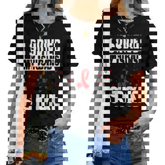 I Survived My Husband's Stroke Stroke Support Wife Women T-shirt - Thegiftio