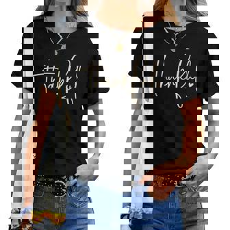 Thankful Blessed Jesus Thanksgiving Autumn Fall Christian Women T-shirt | Mazezy