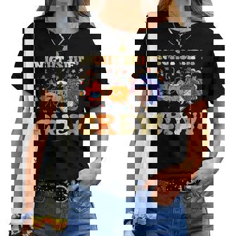 Thanksgiving Nurse Night Shift Crew Fall Scrub Top Women Women T-shirt | Mazezy