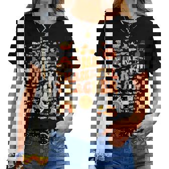 Thanksgiving One Thankful Teacher Fall Groovy Women Women T-shirt | Mazezy