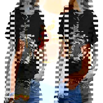 Thanksgiving Turkey Leopard Girl Autumn Fall Women T-shirt | Mazezy