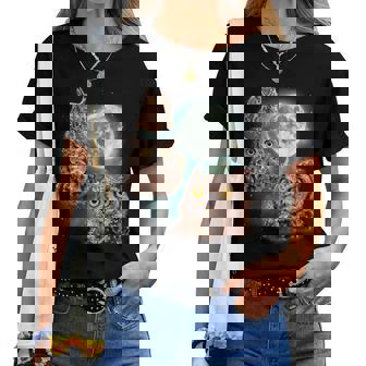 Three Owls Hoot At The Moon Owl Lovers Night Bird Parody Women T-shirt - Thegiftio