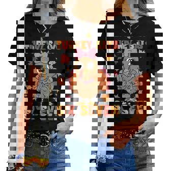 Turkey Says Six Seven 67 Thanksgiving Turkey Girls Women T-shirt | Mazezy