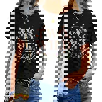 Two Wild Wildflower Watercolor Floral 2Nd Birthday Girl Women T-shirt | Mazezy