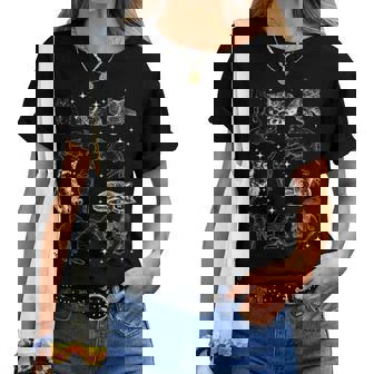 Vintage 90S Tattoo Cat Retro Kitten Nature Cat Lover Cat Mom Women T-shirt | Mazezy