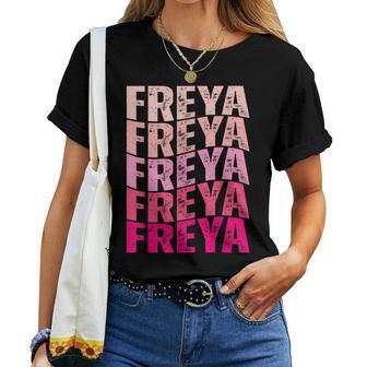 Vintage Freya Personalized Name I Love Freya 80'S Groovy Women T-shirt | Mazezy