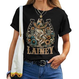 Vintage Lainey Name Girl Personalized Name Cowgirl Women T-shirt | Mazezy