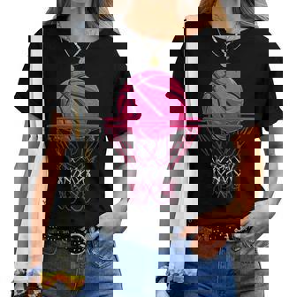 Vintage Pink Basketball Desgin For Girl Women T-shirt - Thegiftio