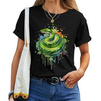 Watercolor Green Tree Python Snake Reptiles Boys & Girls Women T-shirt - Thegiftio UK