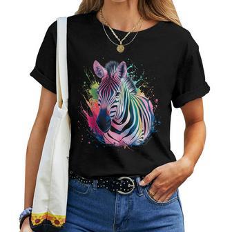 Zebra Woman Colorful Watercolor Zebra Women T-shirt - Thegiftio