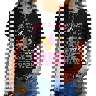 さつまいも好き さつまいもが大好きな女の子 レディースTシャツ - Kawaiitshirt