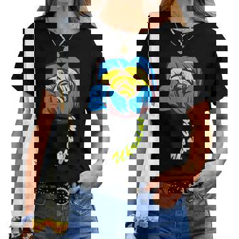 ウクライナ バラの花 旗 フリー ウクライナ応援 ウクライナ レディースTシャツ - Kawaiitshirt