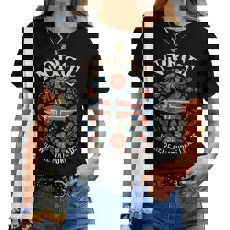 サーモン ノルウェー Rosemaling 花柄 フィヨルド 自然 Norge レディースTシャツ - Kawaiitshirt