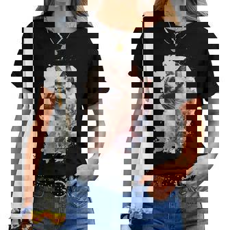 シャム猫 日本の桜 花柄 水彩 猫 レディースTシャツ - Kawaiitshirt