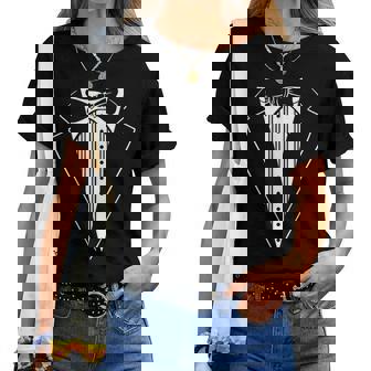 スーツ、プリント、蝶ネクタイ、タキシード、ベスト、男性子供女性 レディースTシャツ - Kawaiitshirt