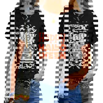 ハッピーハロウィン 子供 大人 男性 女性 キュート ビンテージ レディースTシャツ - Kawaiitshirt