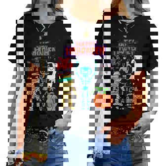 ハッピーハロウィン骨格かぼちゃかわいいゴーストキッズ男の子女の子 レディースTシャツ - Kawaiitshirt