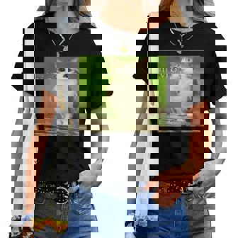 猫 フクロウ 面白い 呪われた Hello Bro Brainrot Meowl Hiro Meme レディースTシャツ - Kawaiitshirt