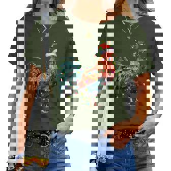 Chicken Santa Christmas Tree Lighting Xmas Women T-shirt | Mazezy