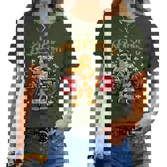 Christmas Gym Gingerbread Gingershred Xmas Workout Women Women T-shirt | Mazezy