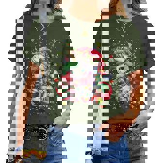 Cute Unicorrn Santa Hat Pajamas Christmas Xmas Pjs Girl Women T-shirt | Mazezy