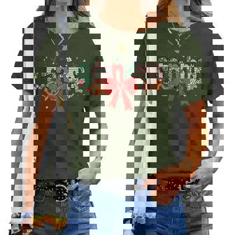 Grandma Coquette Bow Christmas Merry Xmas Family Matching Women T-shirt | Mazezy