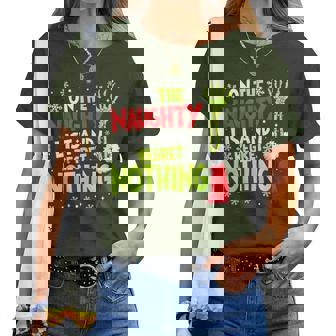 Groovy Christmas Pajamas Pjs On The List Of Naughty And I Regret Nothing Xmas Meme Women T-shirt | Mazezy