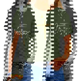 Jesus Christian Cross Merry Christmas Pajamas Family Holiday Women T-shirt | Mazezy