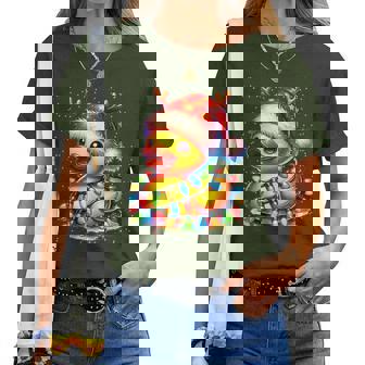 Rubber Duck Squad Christmas Light Reindeer Crew Xmas Pajama Women T-shirt | Mazezy