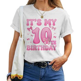 10Th Birthday Girls Coquette Bow Ten 10 Year Old Women T-shirt - Thegiftio UK